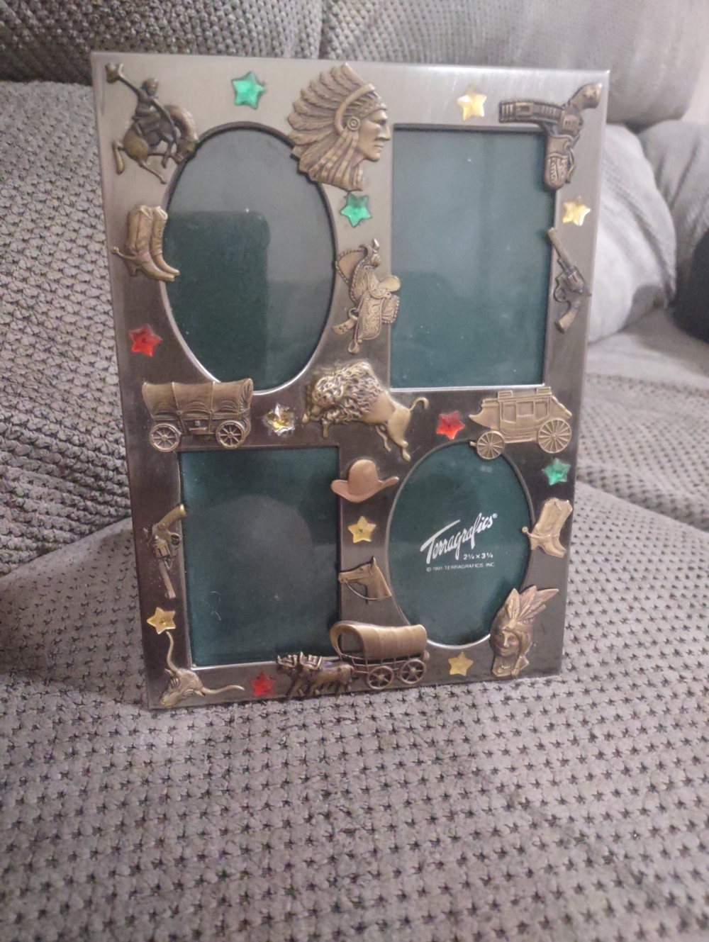 Vintage 1991 Terragrafics 2.25"x3.25" Old West Frontier 3D Collage Frame